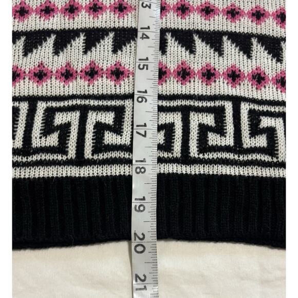 Knit Sweater Pink Aztec Nordic Design Size Small Lightweight Winter Layering - Picture 6 of 6